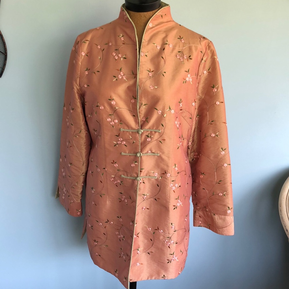 Grace Chuang New York Women’s 100% Silk Asian Dress Coat Jacket Large